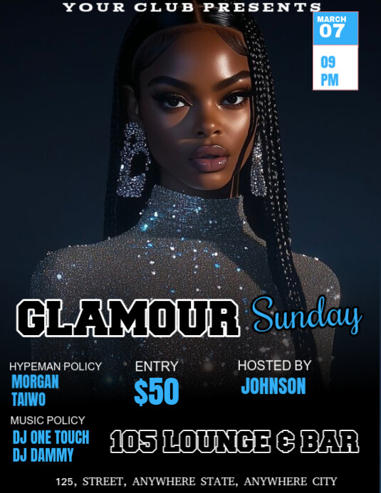 Glamour Sunday Folheto (US Letter) template