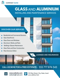 Glass and aluminium professional installing a Flyer (US Letter) template