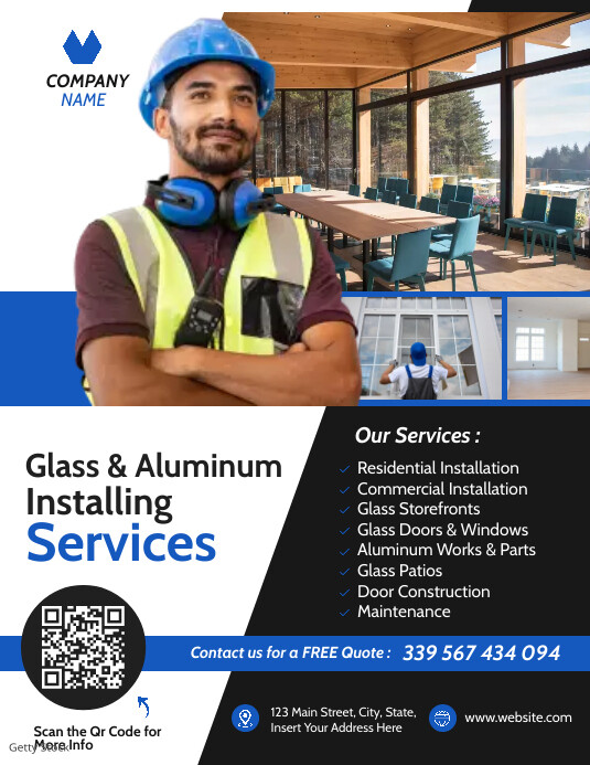 Window Install Flyers Glass and aluminum installing services flyer Template | PosterMyWall