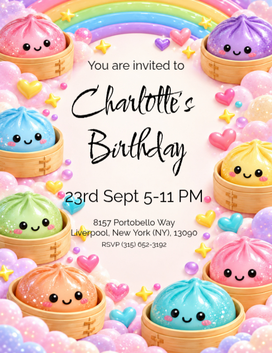 Glitter Dumpling Birthday Party Invitation Template | PosterMyWall