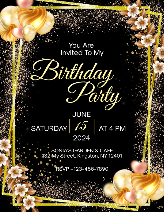 Blank Invitation Templates Black And Gold Black And Gold Birthday