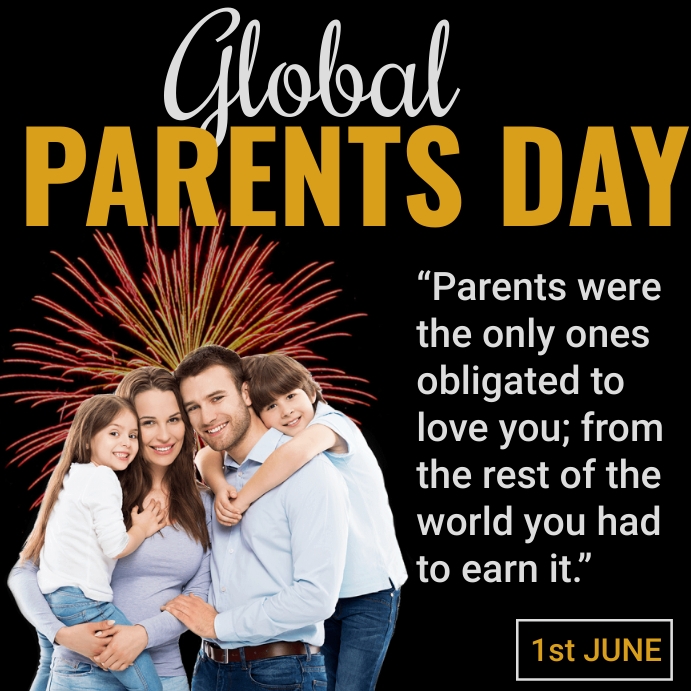 global parents day wishes poster template