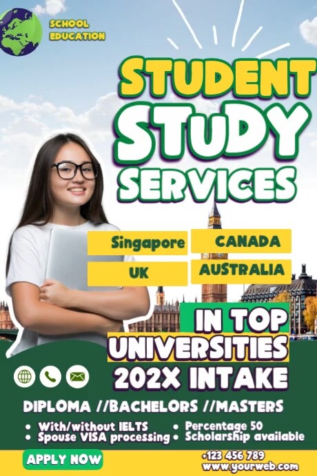 Global Student Study Services Guide 海报 template