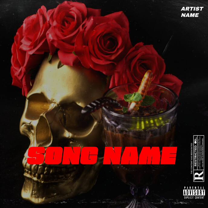 Plantilla de Gloden Skull & Roses Album Cover | PosterMyWall