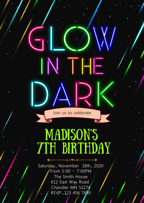 glow-birthday-party-invitation-template-postermywall