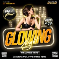 Glow Glowing Party Night Event Design Template สี่เหลี่ยมจัตุรัส (1:1)