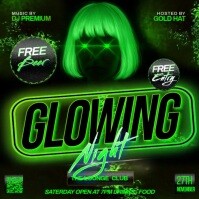 Glow Glowing Party Night Event Design Template Квадрат (1 : 1)