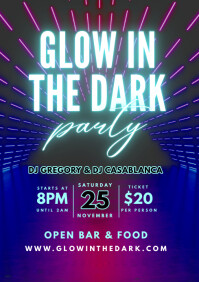 Black Glow in the dark Party Club Poster Template | PosterMyWall