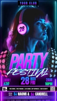 Glow In the Dark Party Event Ad Design Template Instagram Story