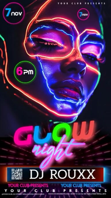 Glow In The Dark Party Event Design Template Instagram Story