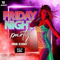 Glow Neon Club Party Event Design Template Persegi (1:1)