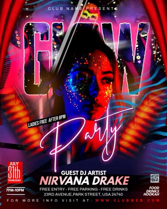 GLOW PARTY Instagram Portrait template