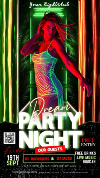 Glow Party Event Ad Video Design Template Instagram Story