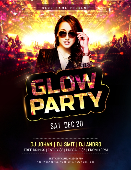 Glow Party Flyer Template PosterMyWall
