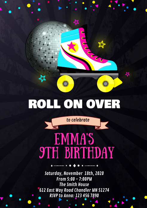Boys Roller Skating Party Invitations