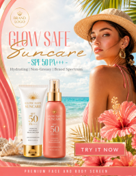 Glow Safe Suncare Lotion Pamflet (VSA Brief) template