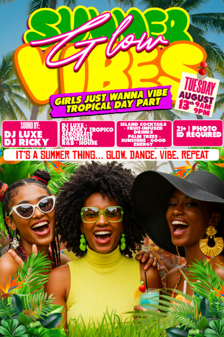 GLOW UP & VIBE OUT – TROPICAL TUESDAY TAKEOVER Cartaz template