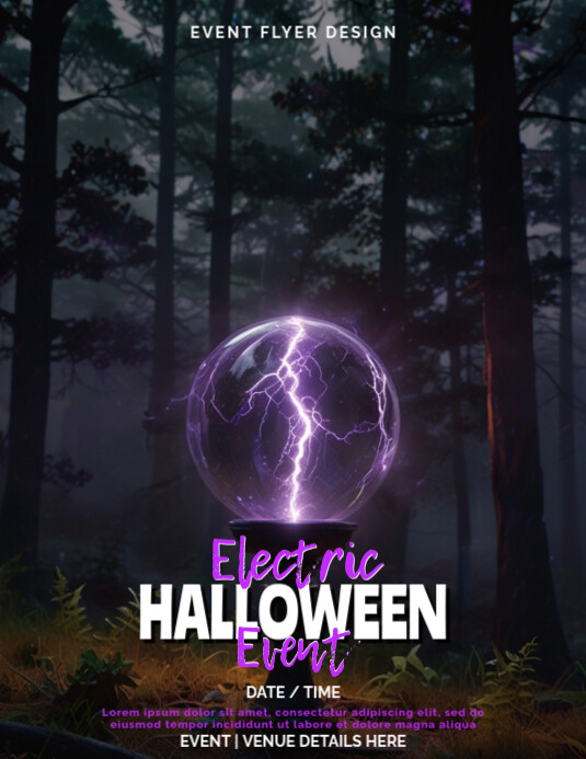 Glowing Electric Orb Halloween Event Flyer Template for Haunted Party Nights Pamflet (VSA Brief)