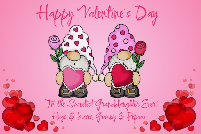 Happy Valentine S Day Granddaughter Images Modèle Carte De Voeux De La Petite-Fille Gnome Pour La Saint Valentin |  Postermywall