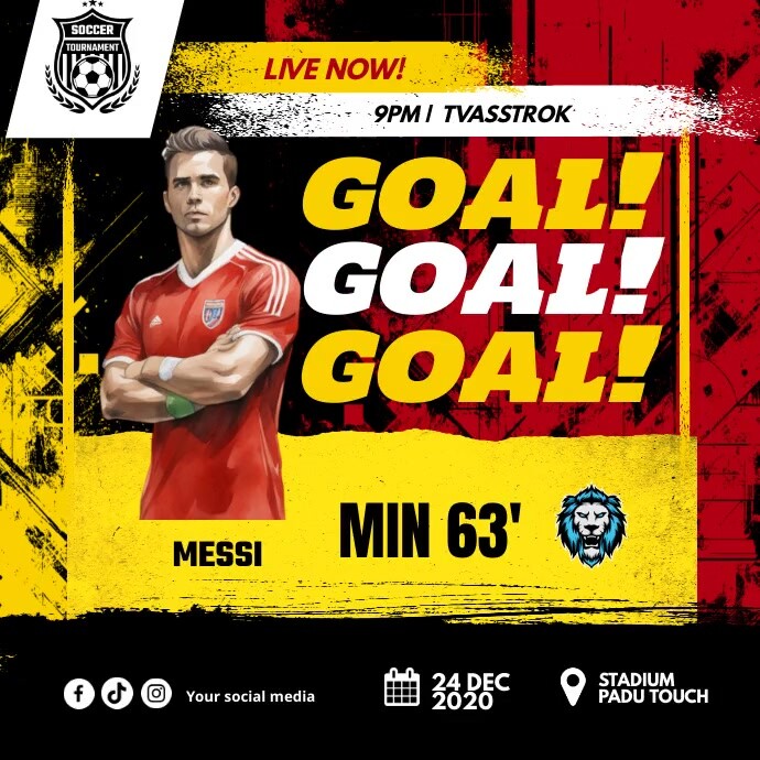 Goal Now Template Soccer Score Publicación de Instagram