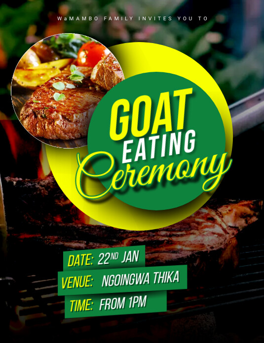 Copy of Goat eating ceremony flyer design template | PosterMyWall