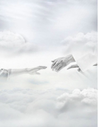 God Reaching Hand Wall Art – Divine Touch Canvas, Heaven Clouds Aesthetic, Spiritual Christian Decor Flyer (Letter pang-US) template
