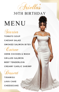 Weiß Birthday Menu Mezza pagina Wide Template