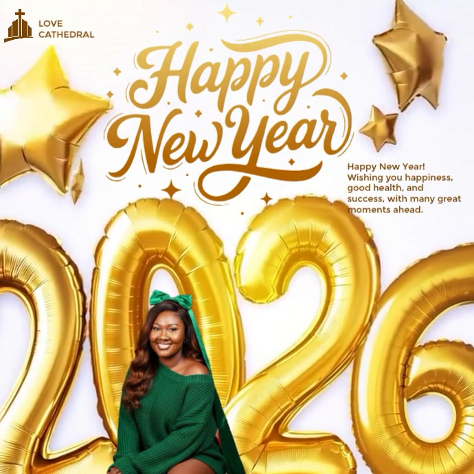 Gold 3D Maximalist Happy New Year 2026 Video Flyer | PosterMyWall