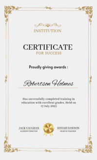 Gold and Beige Bordered and classic Completion Certificate 美国正规 template