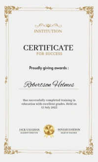 Gold and Beige Bordered and classic Completion Certificate US Legal template