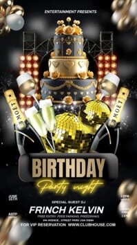 Gold and black Birthdy party História do Instagram template
