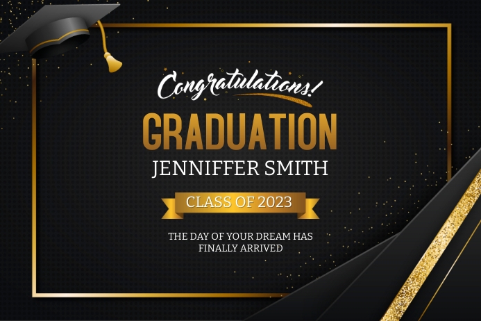 Gold and black Graduation Party Yard Sign Template | PosterMyWall