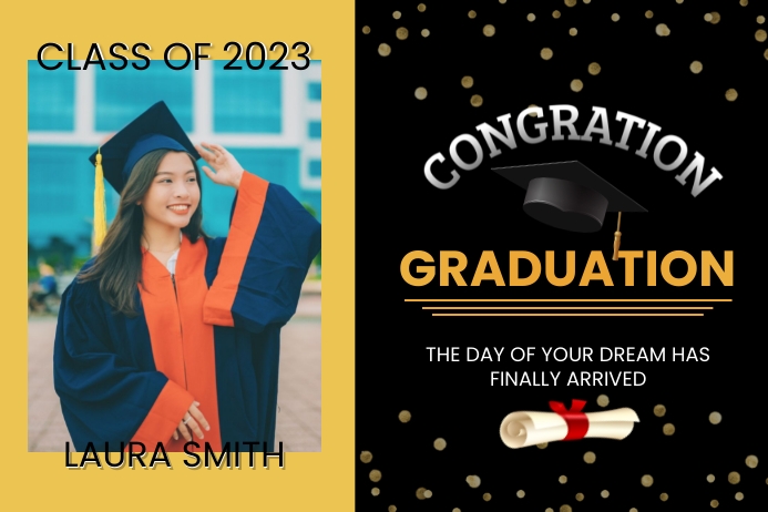 Copy of Gold and black Graduation Party Yard Sign | PosterMyWall