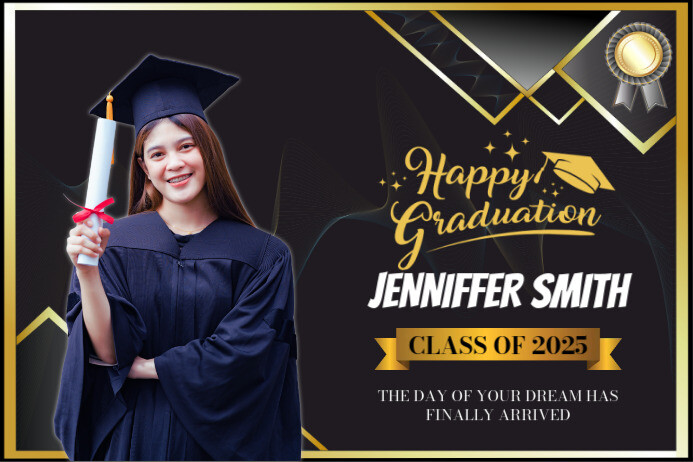 Gold and Black Maximalist Graduation Yard Sign Poster Template ...