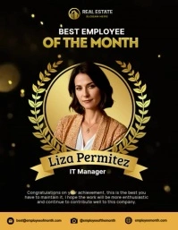 Gold And Black Modern Best Employee Of The Mo Volante (Carta US) template