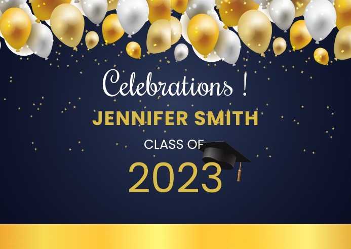 Gold and Blue Graduation Card Template | PosterMyWall