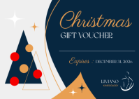 Gold and Dark Blue Christmas Gift Voucher Template – Modern Minimal Geometric Design for Wellness A6