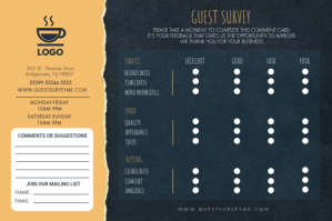 Gold and Green Guest Survey Comment Card Etiket template