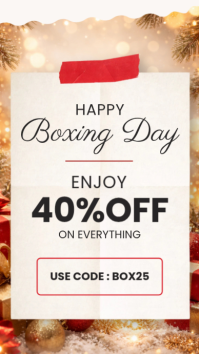 Gold and red Maximalist Joyful Boxing Day Instagram Story Sale Template – 40% Off Holiday Promotion