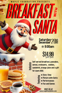 Gold and Red Modern & Minimal Breakfast With Santa Claus Design Poster Plakat template