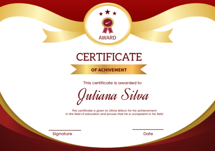 Certificate Of Achievement A4 Template | PosterMyWall