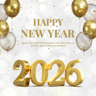 Gold and White Elegant New Year Instagram Post 2025 template