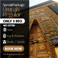 Gold and White Elegant Umrah Special Package Instagram Post template