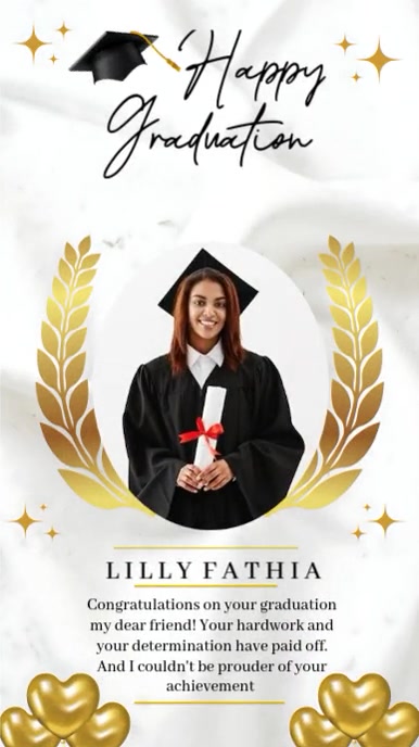 Gold and white Graduation party Instagram reel template | PosterMyWall