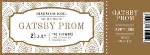 Gold and White Prom Night Ticket Facebook Cover Photo template