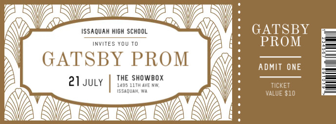 Gold And White Prom Night Ticket Template Postermywall