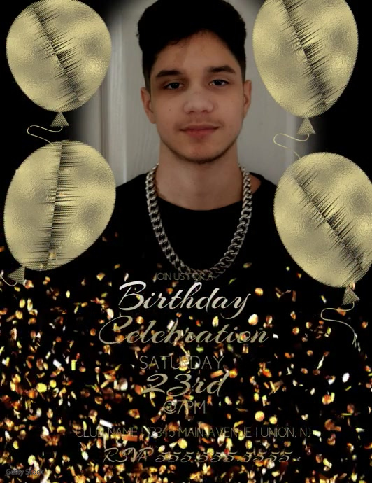 Gold Birthday Celebration Poster Invitation Template PosterMyWall