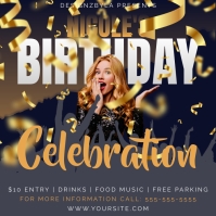 black and gold Birthday Flyer Template | PosterMyWall