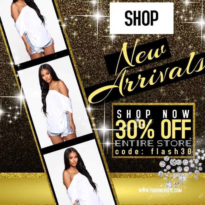 Gold Black Boutique Advertisement - New Arriv Instagram Plasing template