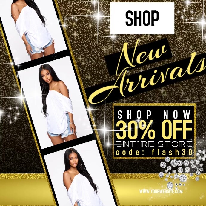 Gold Black Boutique Advertisement - New Arriv Post Instagram template